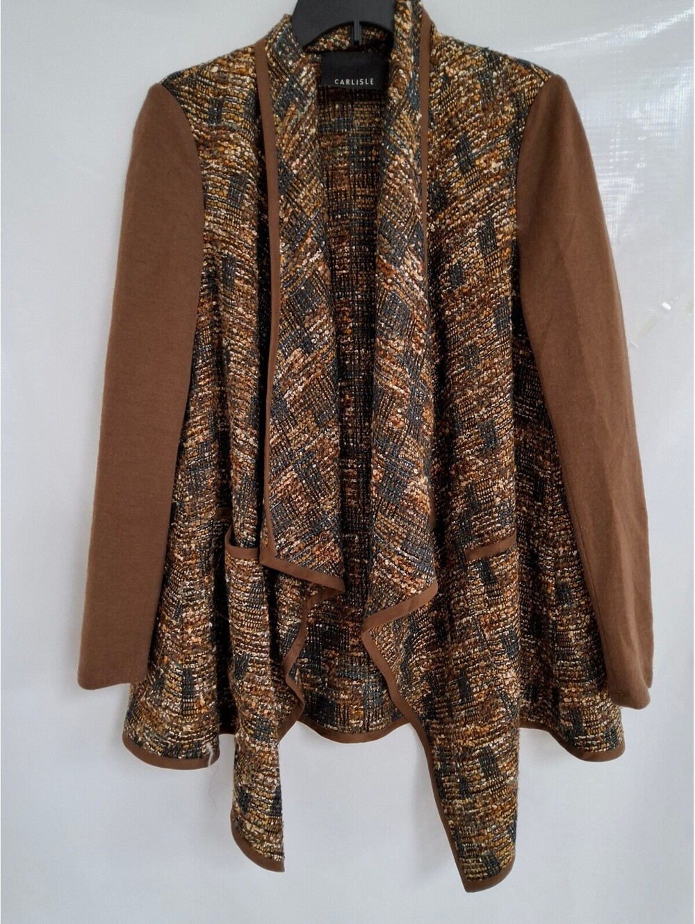 Carlisle Women's Brown and Multi-Color Open Front Cardigan Size 6